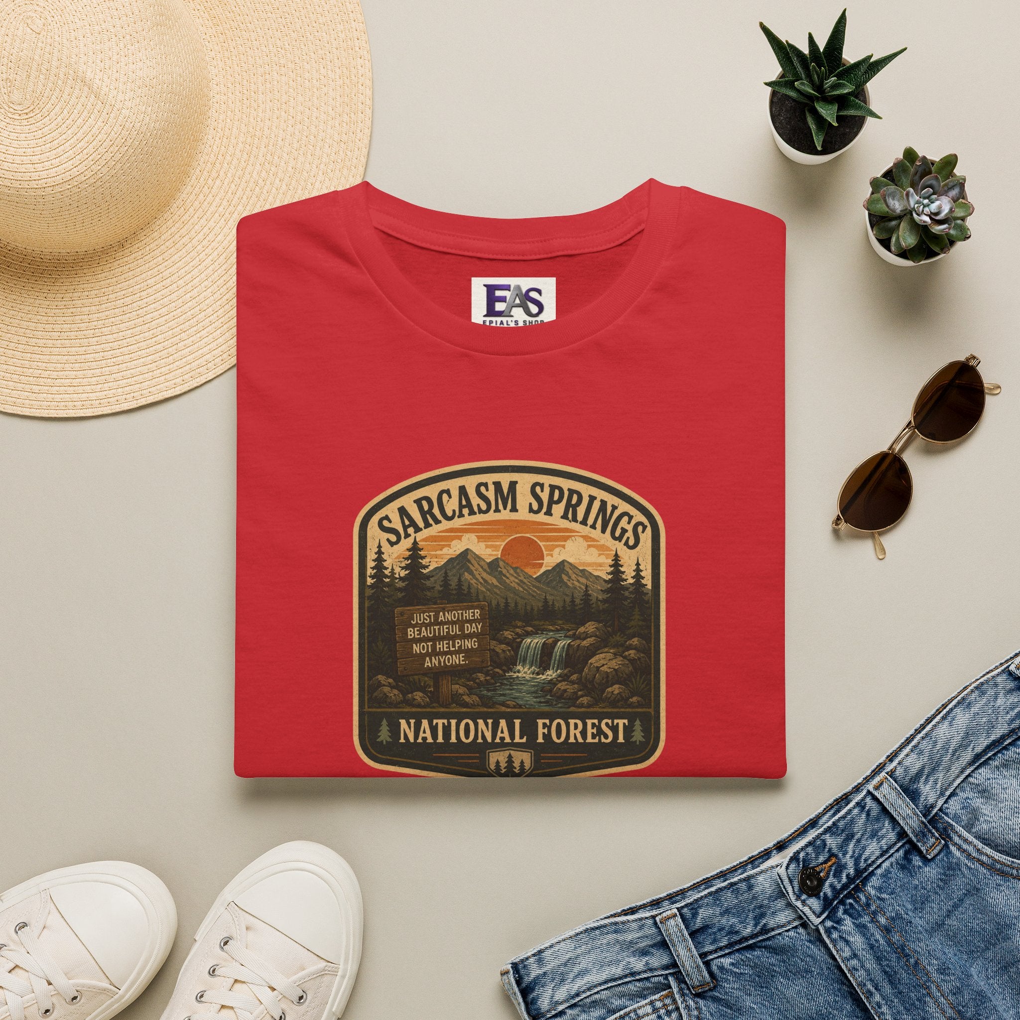 Sarcasm Springs National Forest Unisex T-Shirt | Funny Retro Outdoors Graphic Tee