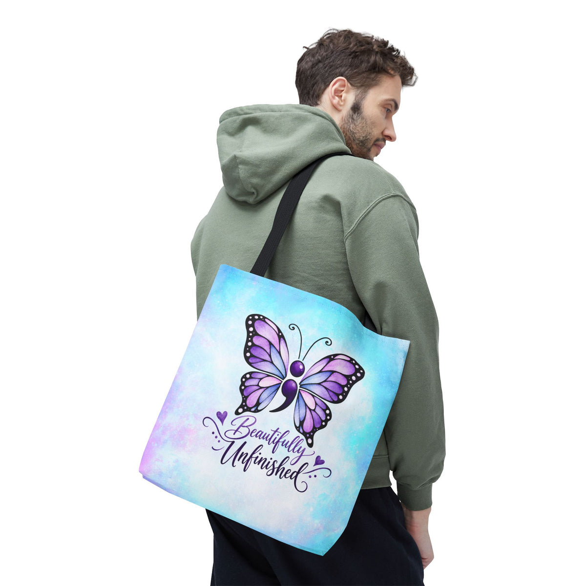 Beautifully Unfinished Semicolon Butterfly Suicide Awareness Tote Bag
