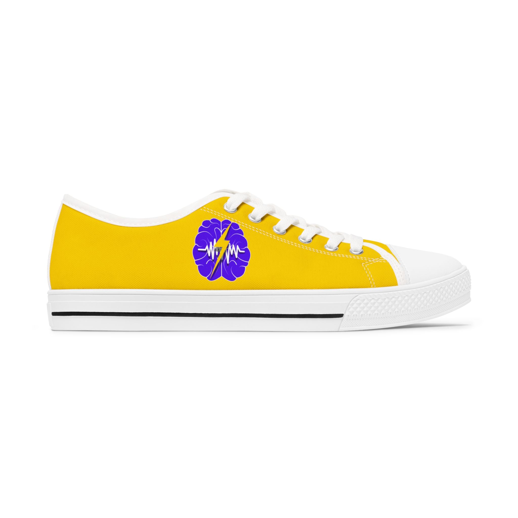 Electric Brain Yellow Low-Top Sneakers for Women