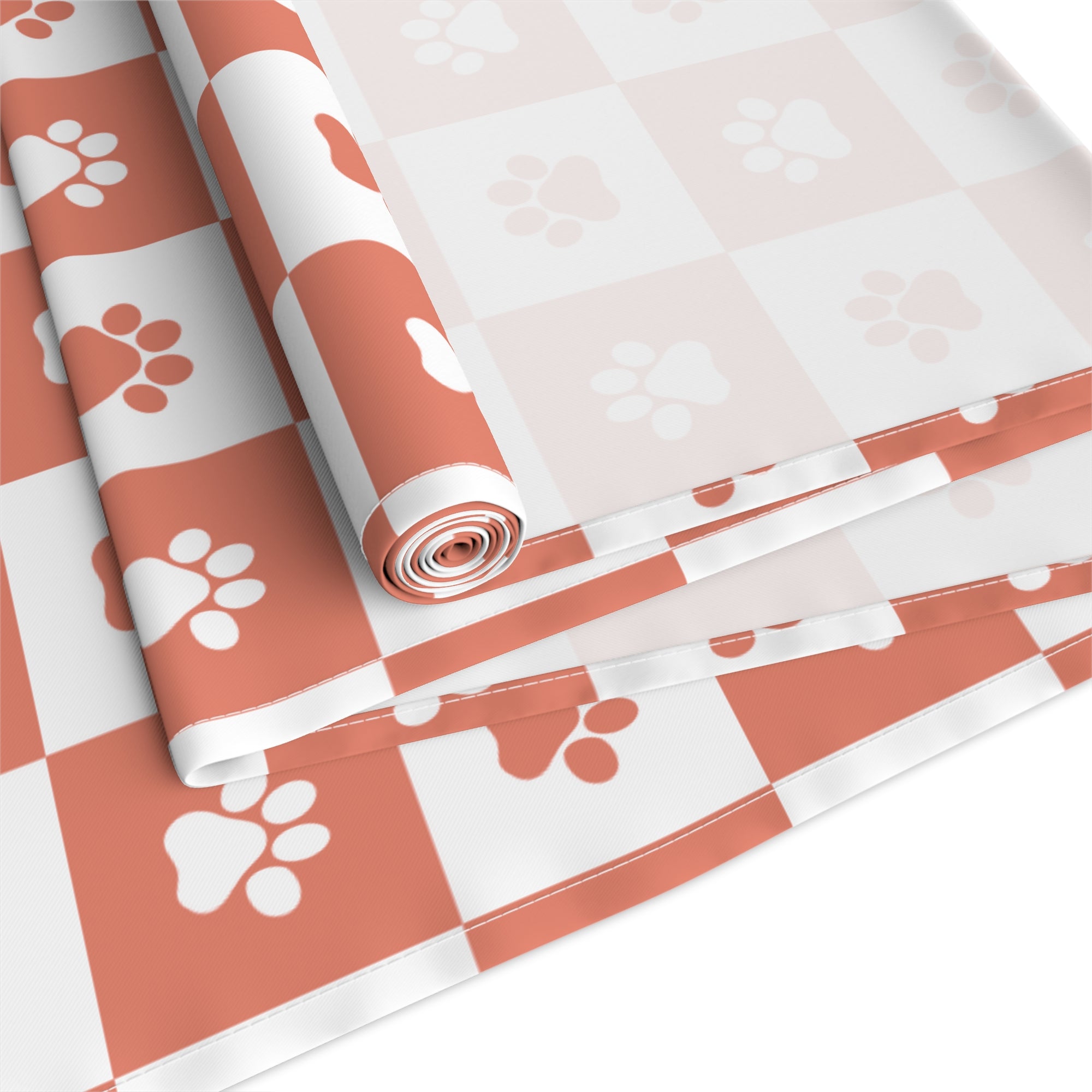 Red & White Paws Table Runner (Cotton, Poly)