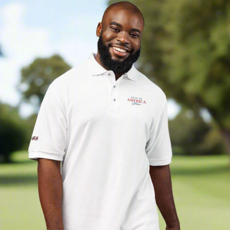 Classic White Gulf Coast Embroidered Unisex Polo Shirt