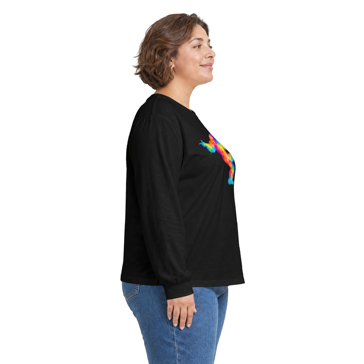 Rainbow Dancing Bigfoot Long Sleeve T-Shirt | Colorful Psychedelic Sasquatch Tee