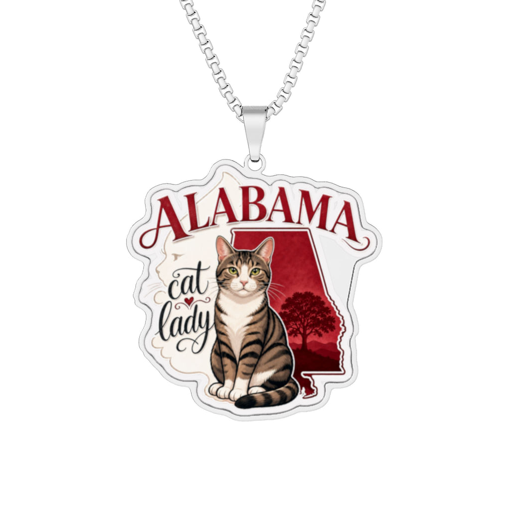 Alabama Cat Lady Custom-Cut Photo Pendant Necklace