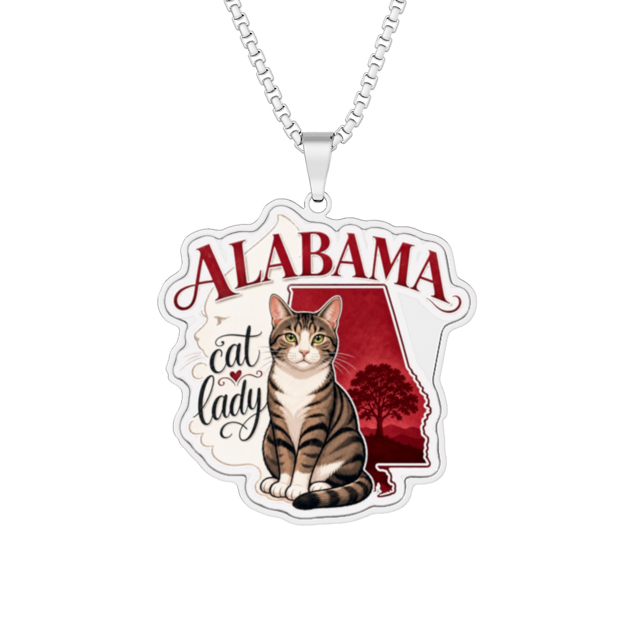 Alabama Cat Lady Custom-Cut Photo Pendant Necklace