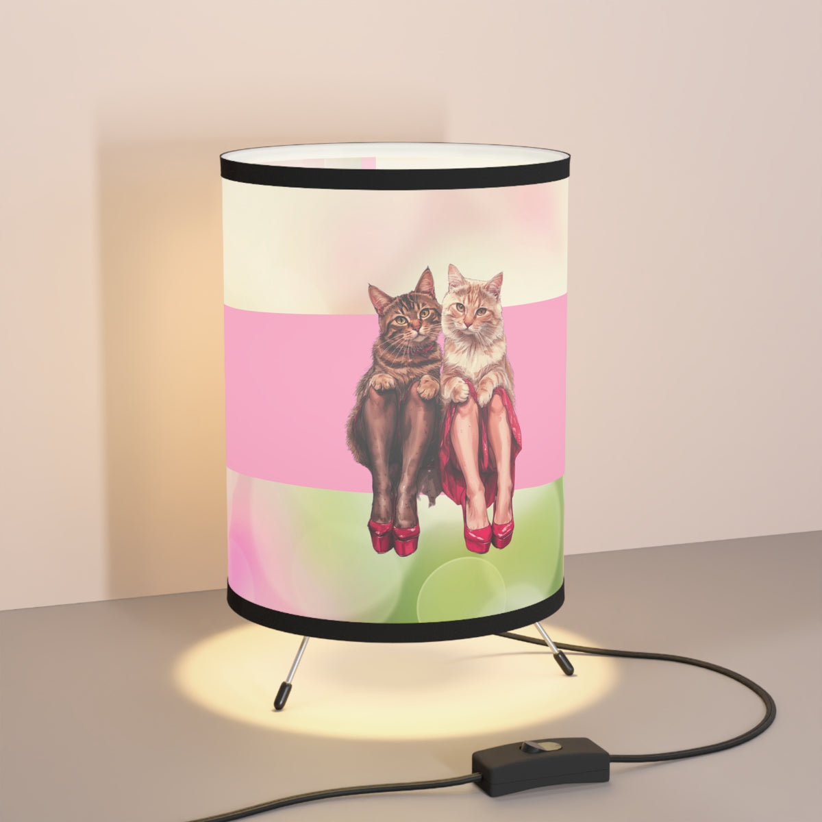 Chic Heeled Cats Tripod Lamp, Unique Gift for Cat Lovers