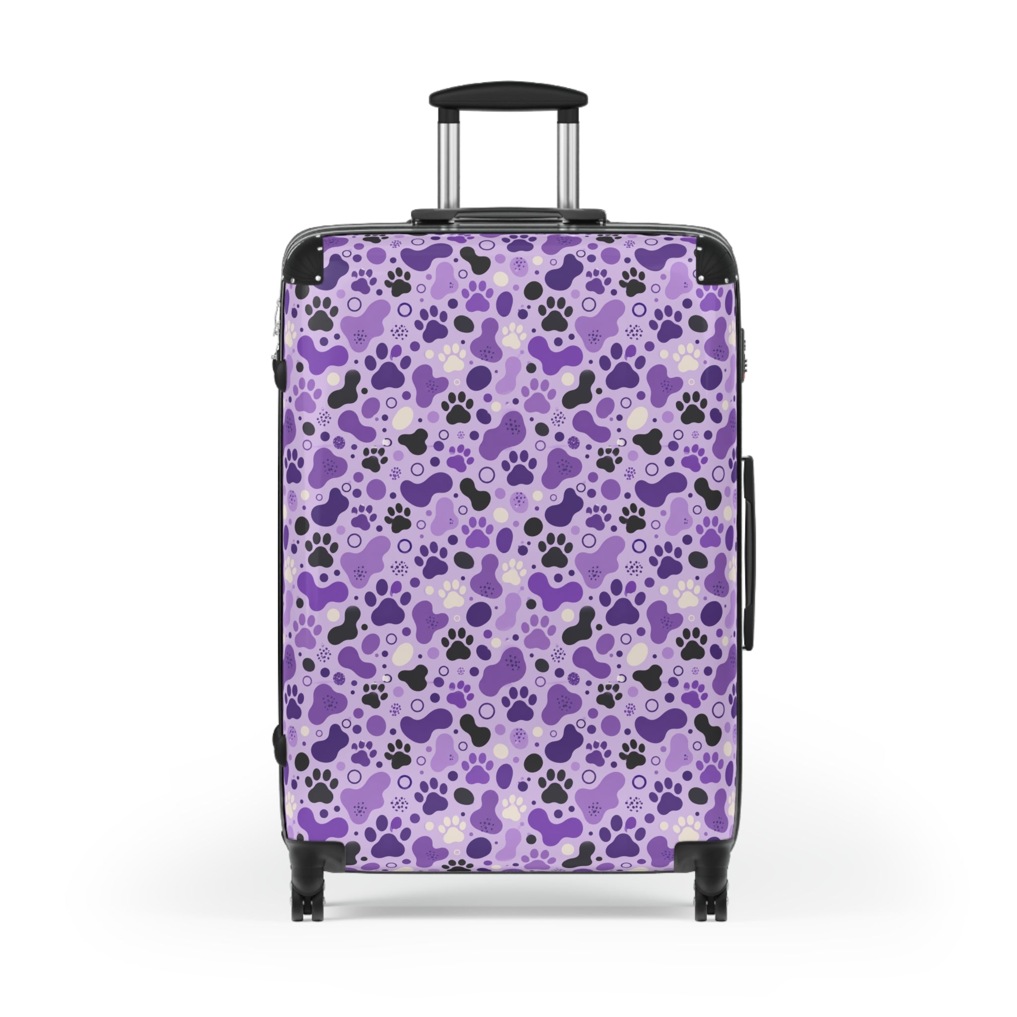 Purple Cat Paw Print Hard-Shell Suitcase | Abstract Cat Lover Luggage
