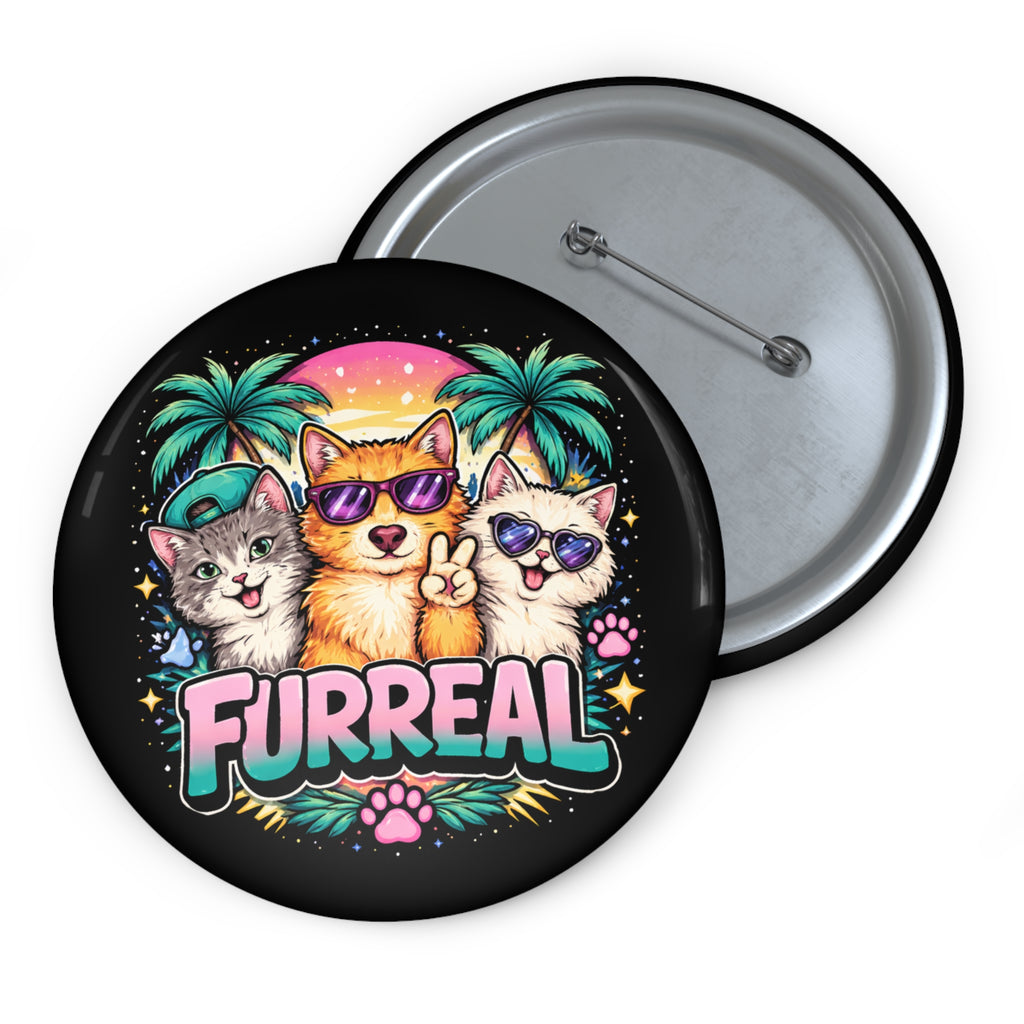 Furreal Retro Cat Vibes – Glossy Pinback Button