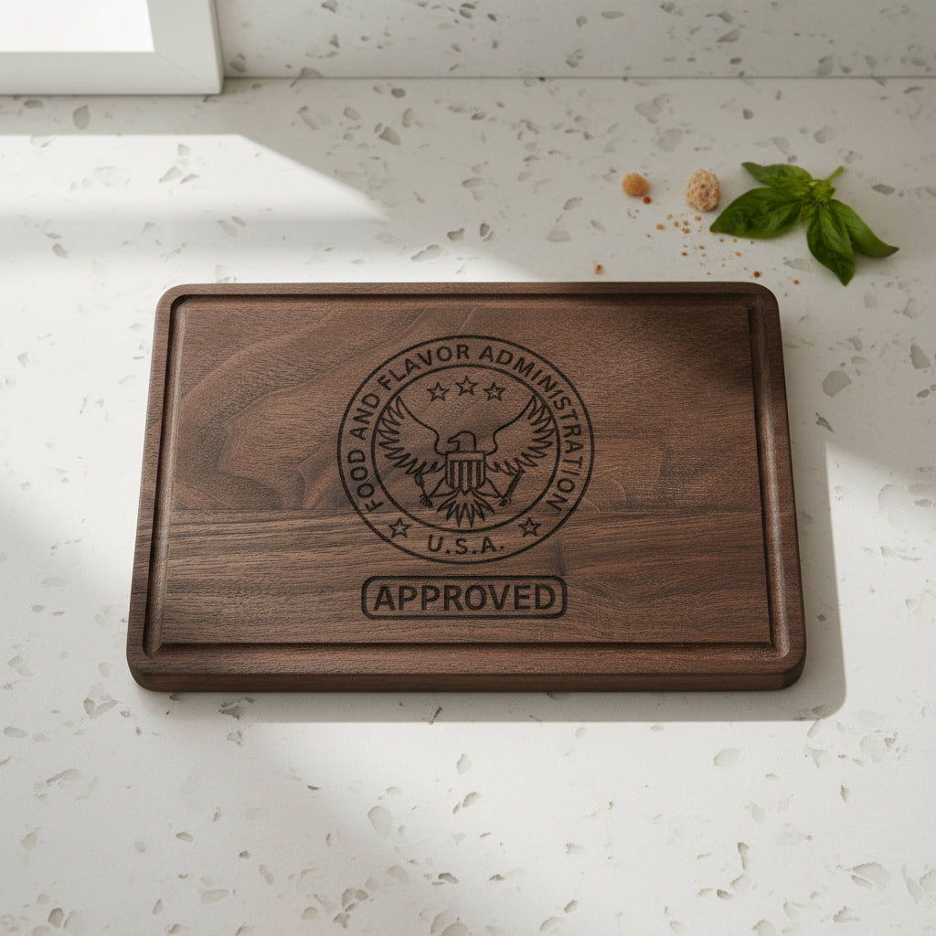 Approved by the Food & Flavor Administration Cutting Board