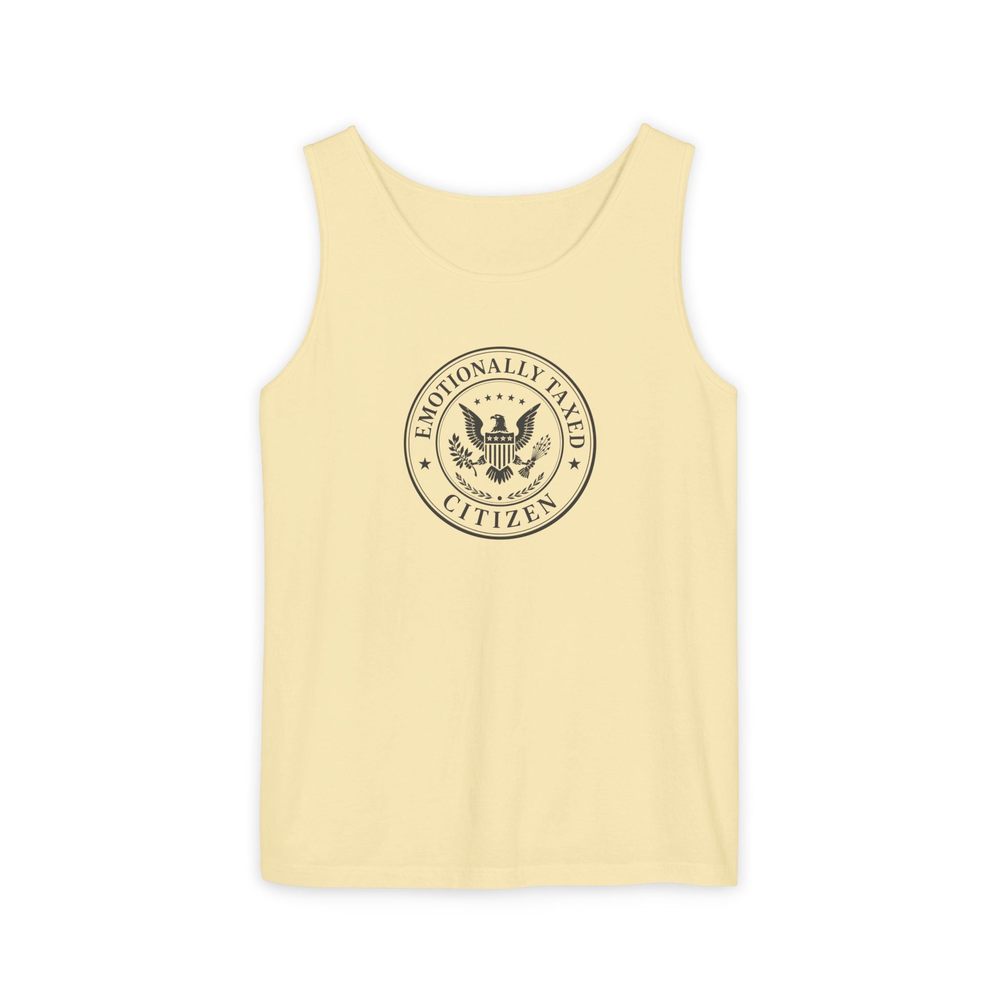 Emotionally Taxed Citizen Garment-Dyed Tank Top | Vintage Parody Cotton Tank