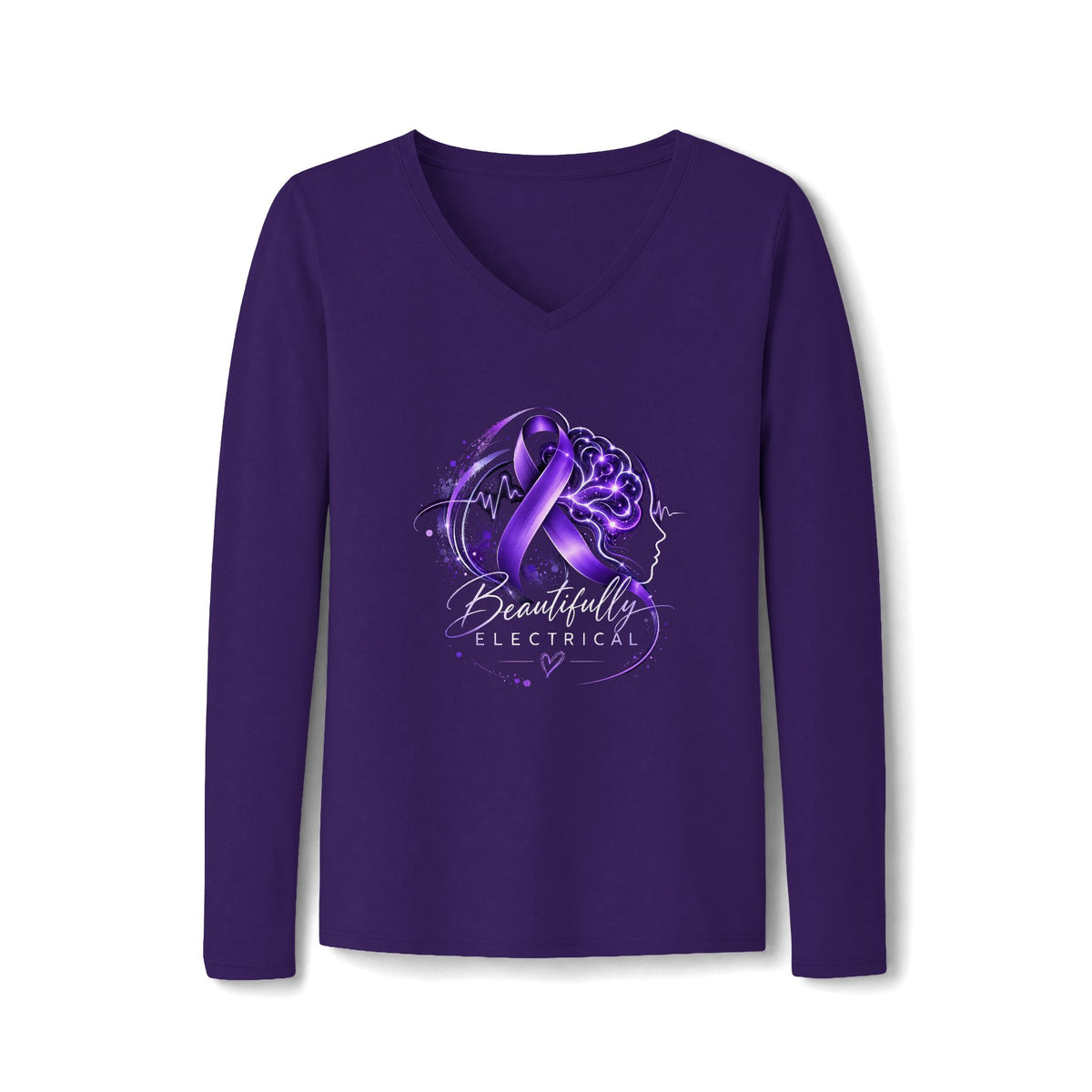Beautifully Electrical Epilepsy Awareness Women’s Long Sleeve V-Neck Tee