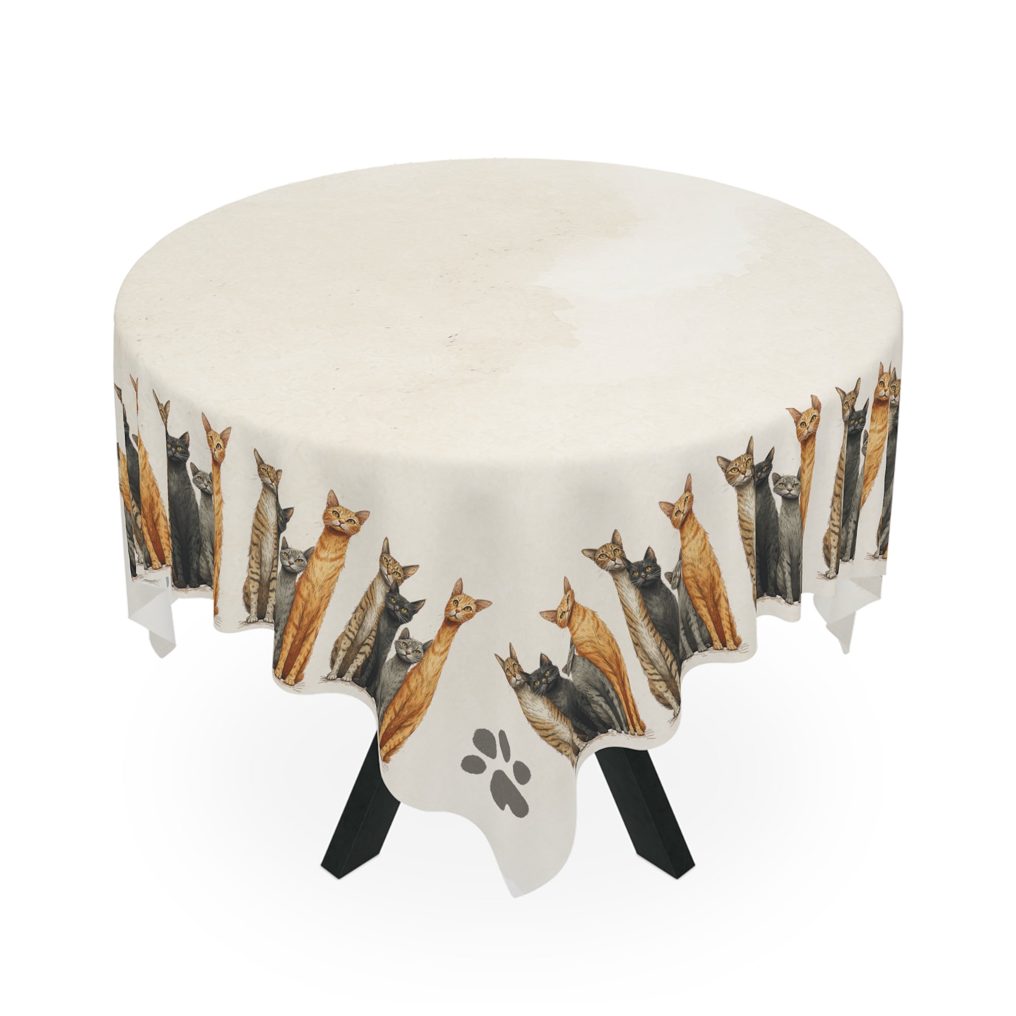 Tablecloth with Tall Kitties Design, Great for Cat Lovers