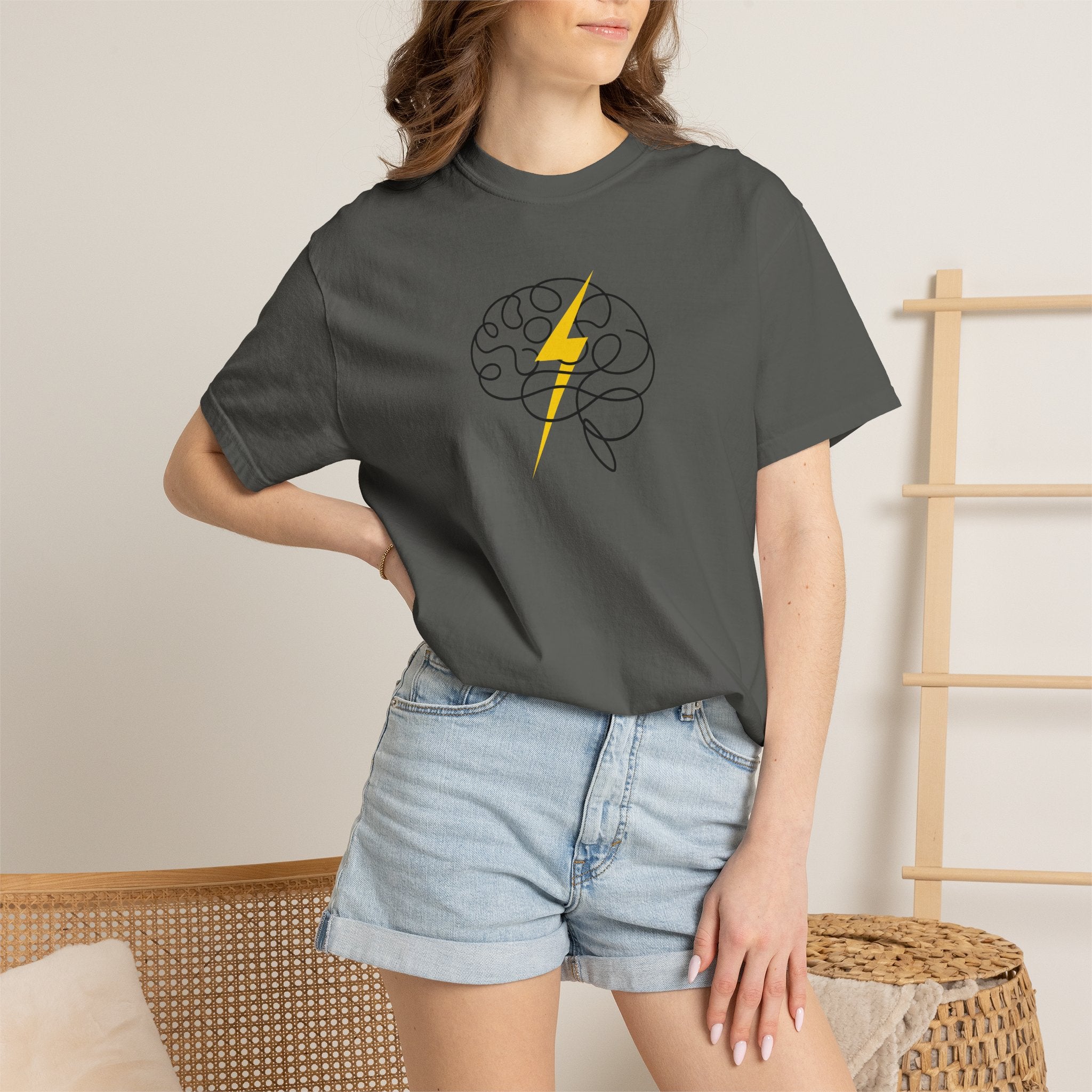 Electric Mind Brain Lightning Garment-Dyed T-Shirt