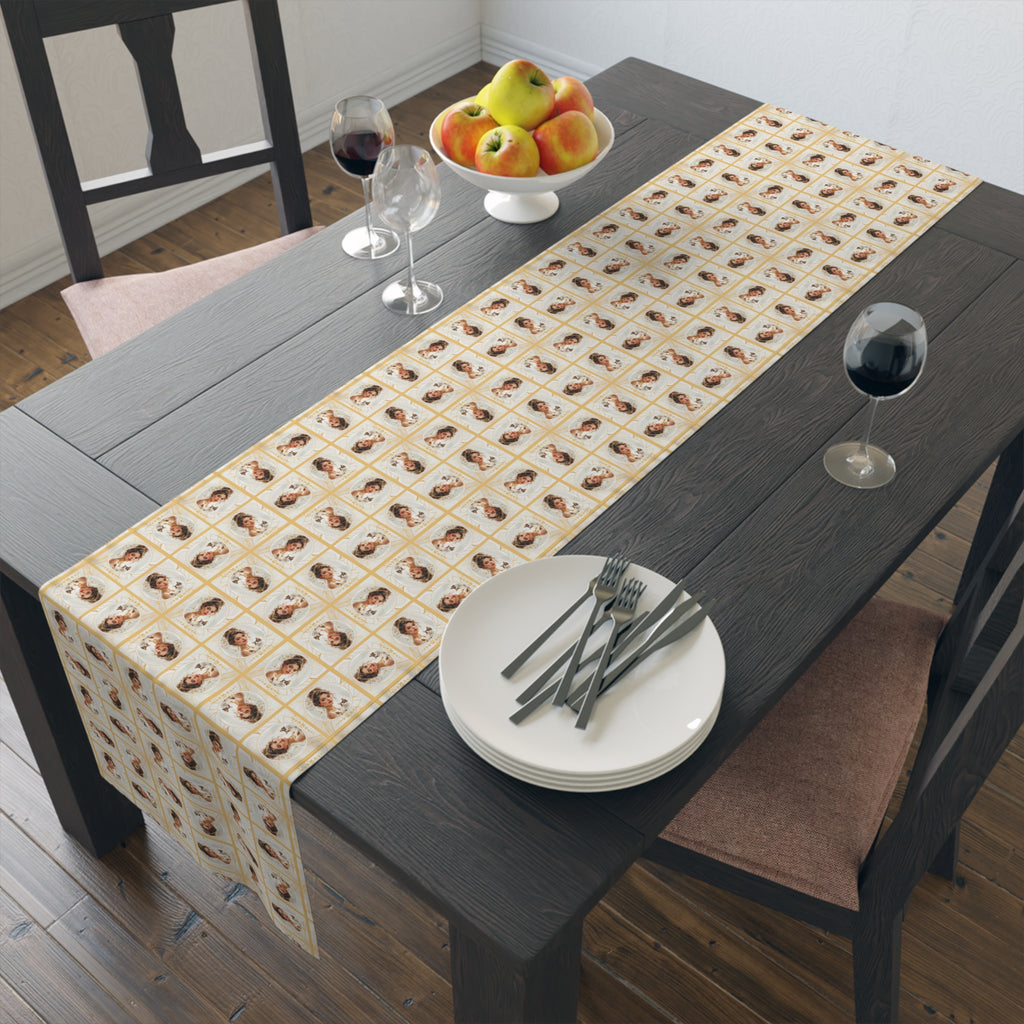 Charming Golden Cat Lady Table Runner