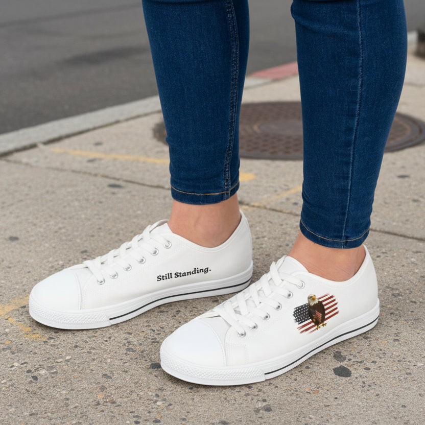 Still Standing – Worried Eagle Low Top Sneakers