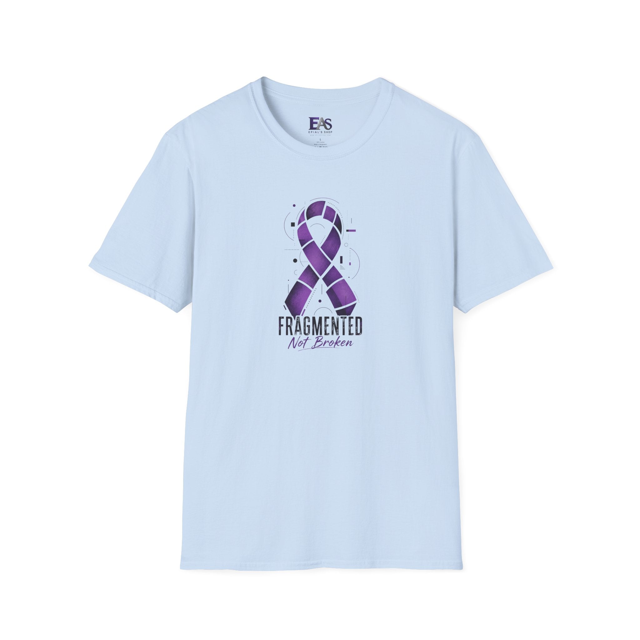 Fragmented, Not Broken Epilepsy Awareness T-Shirt | Purple Ribbon Unisex Graphic Tee