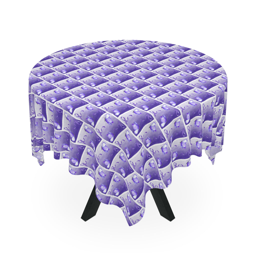 Purple Ribbon Butterfly Epilepsy Awareness Tablecloth