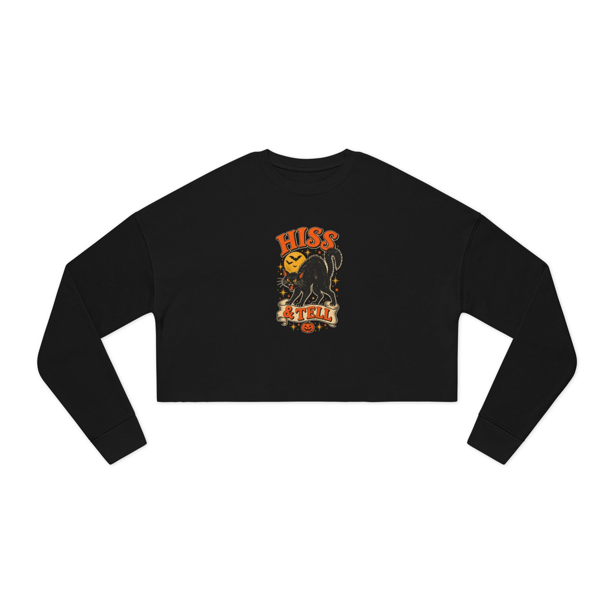 Hiss & Tell Vintage Halloween Cat Cropped Sweatshirt