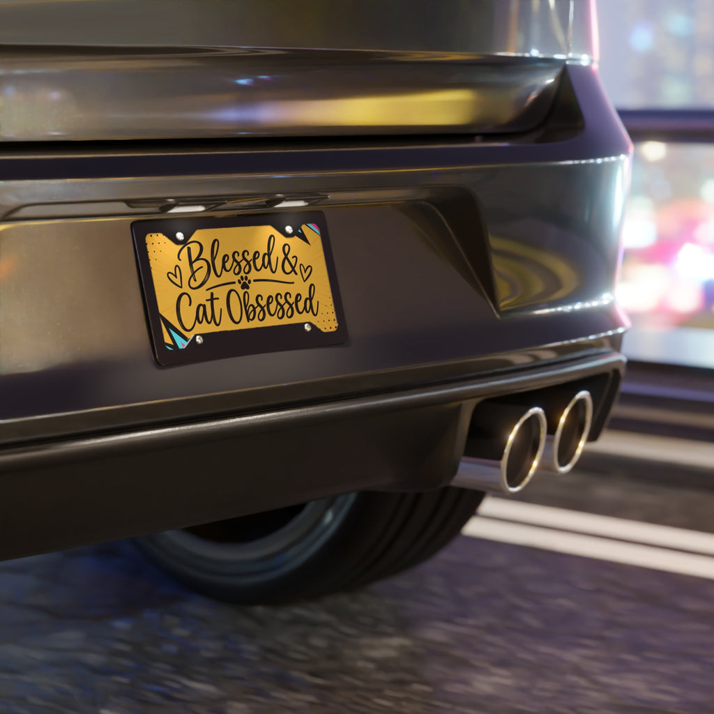 Blessed & Cat Obsessed Vanity License Plate