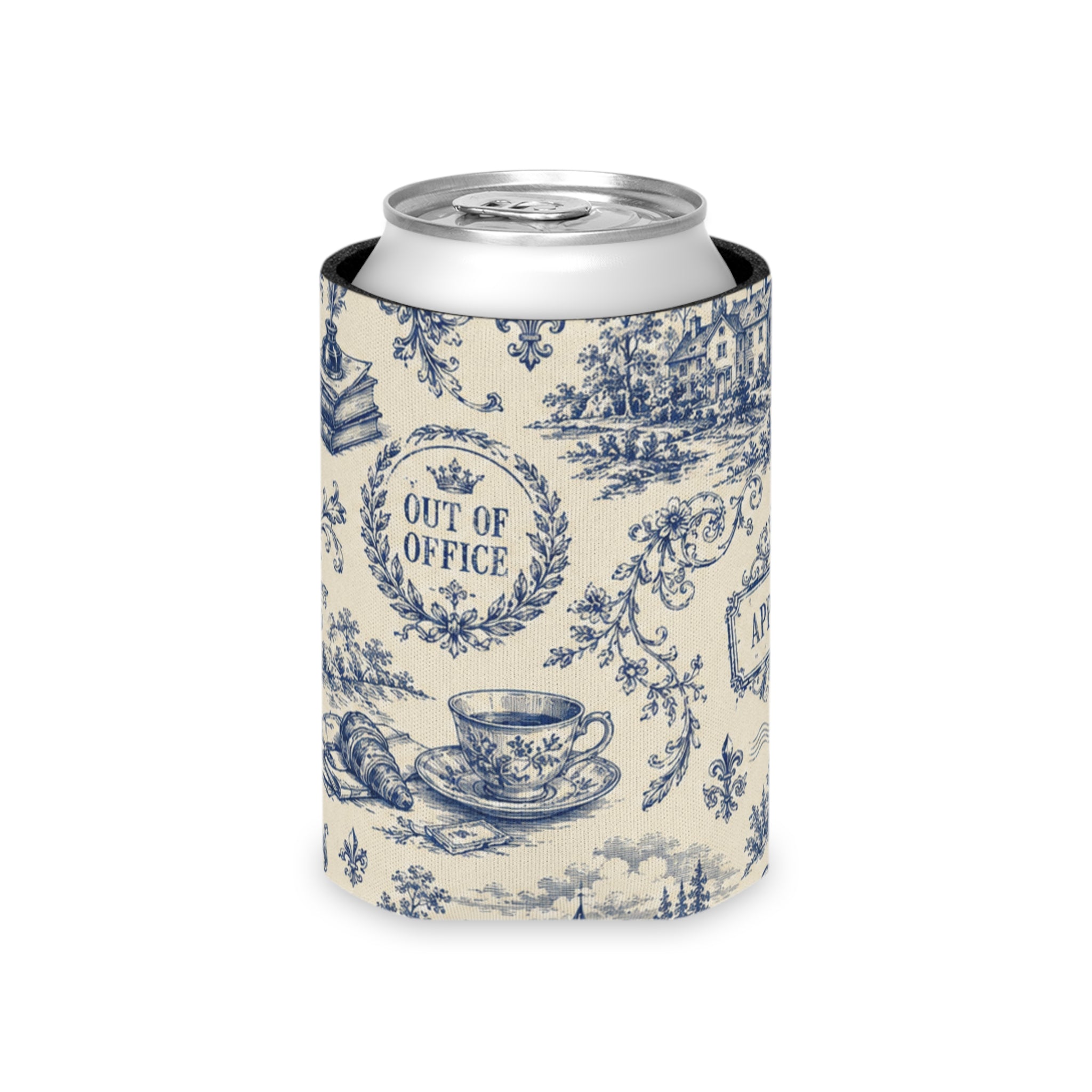 Out of Office Toile Can Cooler