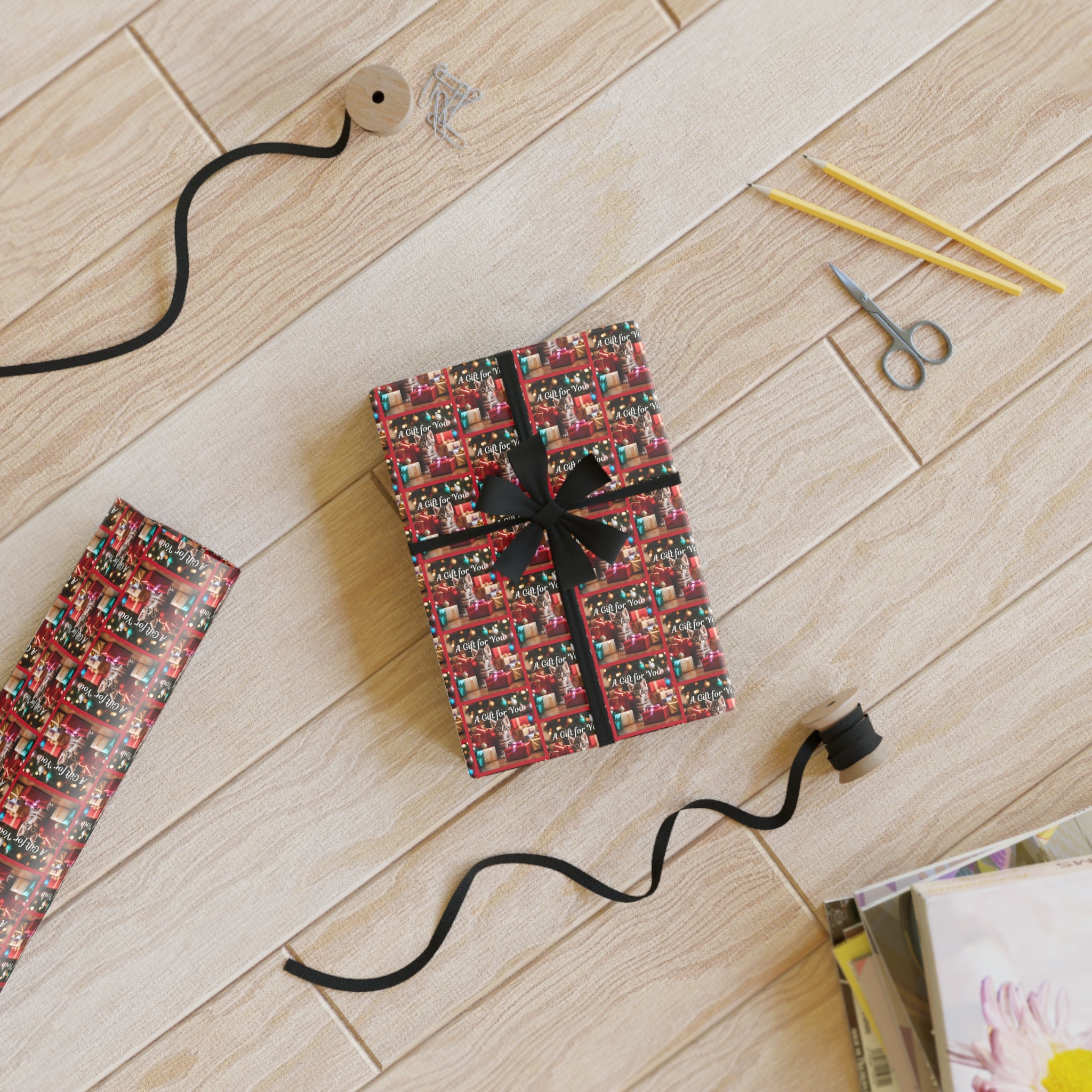 Photo depicting the ​A Gift for You Kitten Gift Wrapping Paper Rolls, 1pc from EpiAl's Shop.
