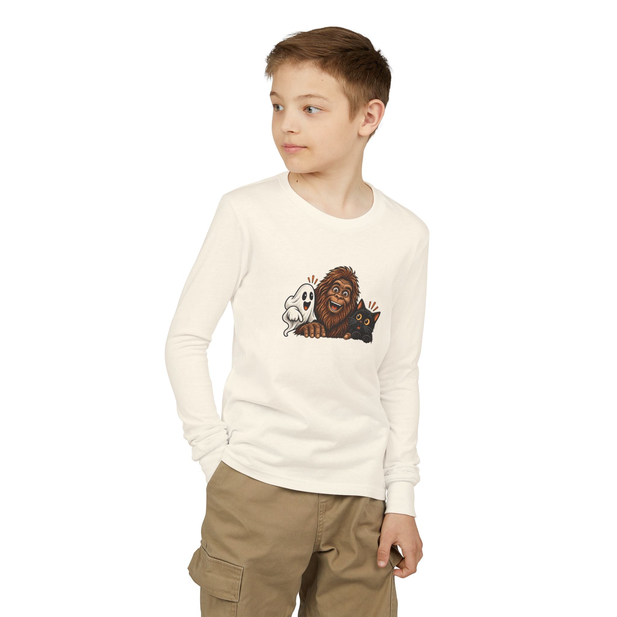 Ghost, Bigfoot & Black Cat Youth Long Sleeve T-Shirt