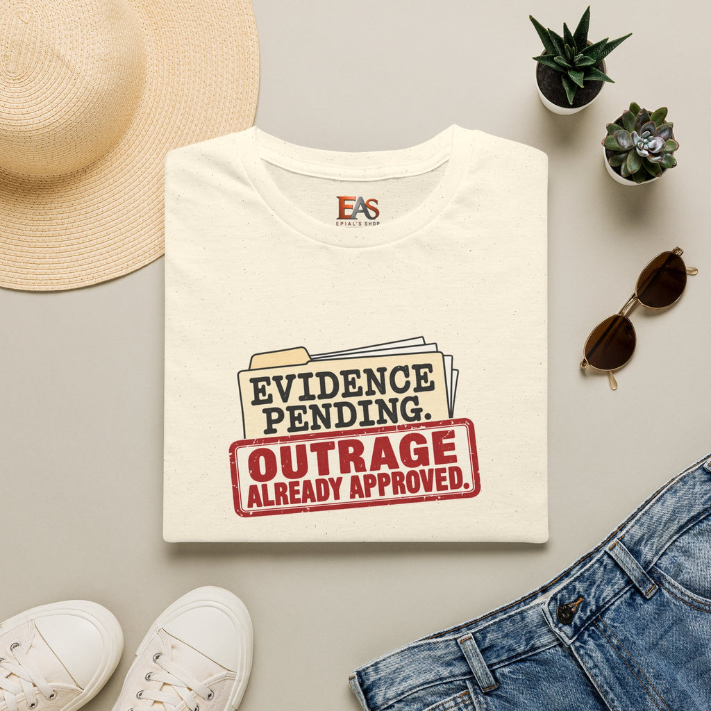 Evidence Pending Outrage Already Approved T-Shirt | Social Media & Internet Humor Tee