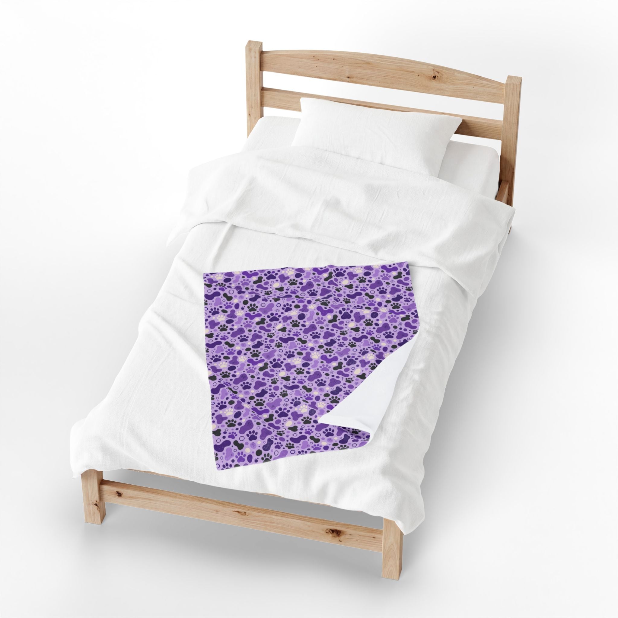 Purple Paw Print Plush Blanket | Cat & Dog Lover Cozy Throw Blanket