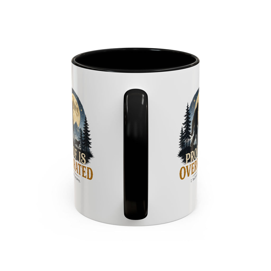 Proof Is Overrated Sasquatch & Black Cat Accent Mug