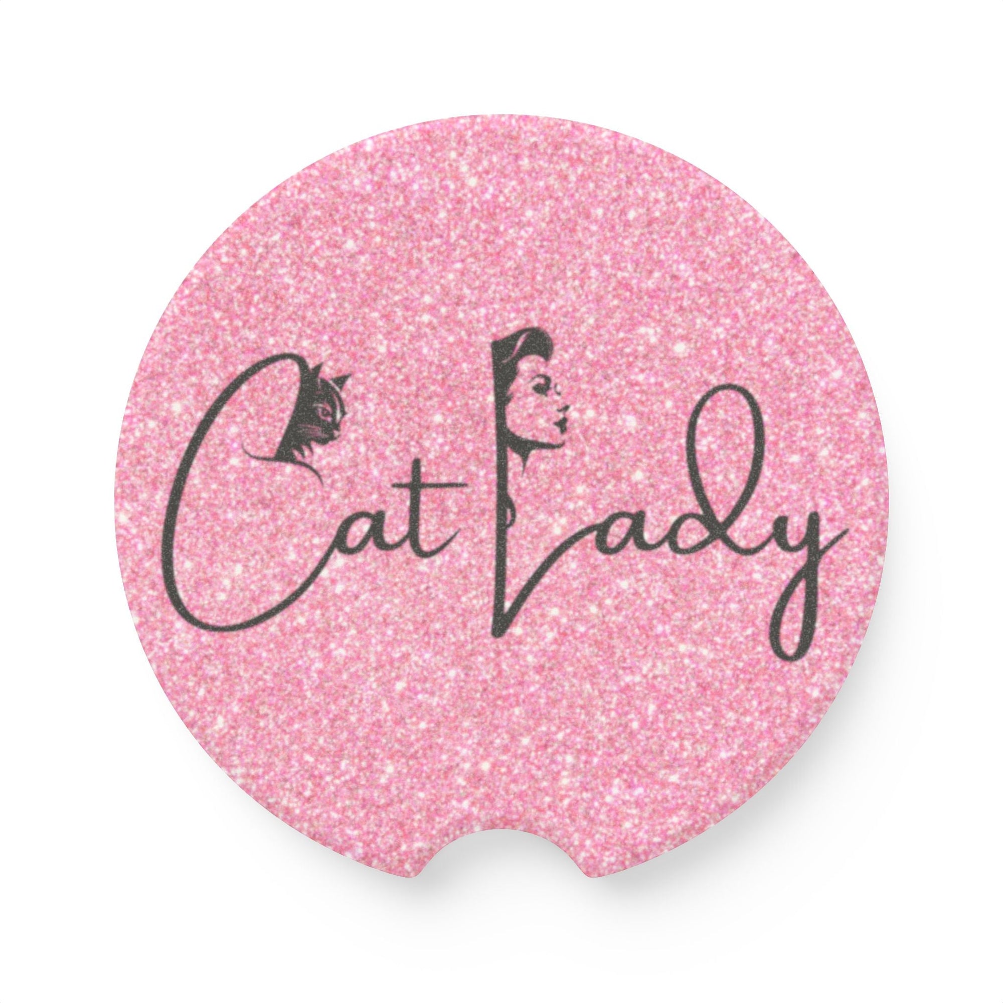 Pink Glitter Cat Lady Car Coaster - Fun & Stylish Accessory Printify