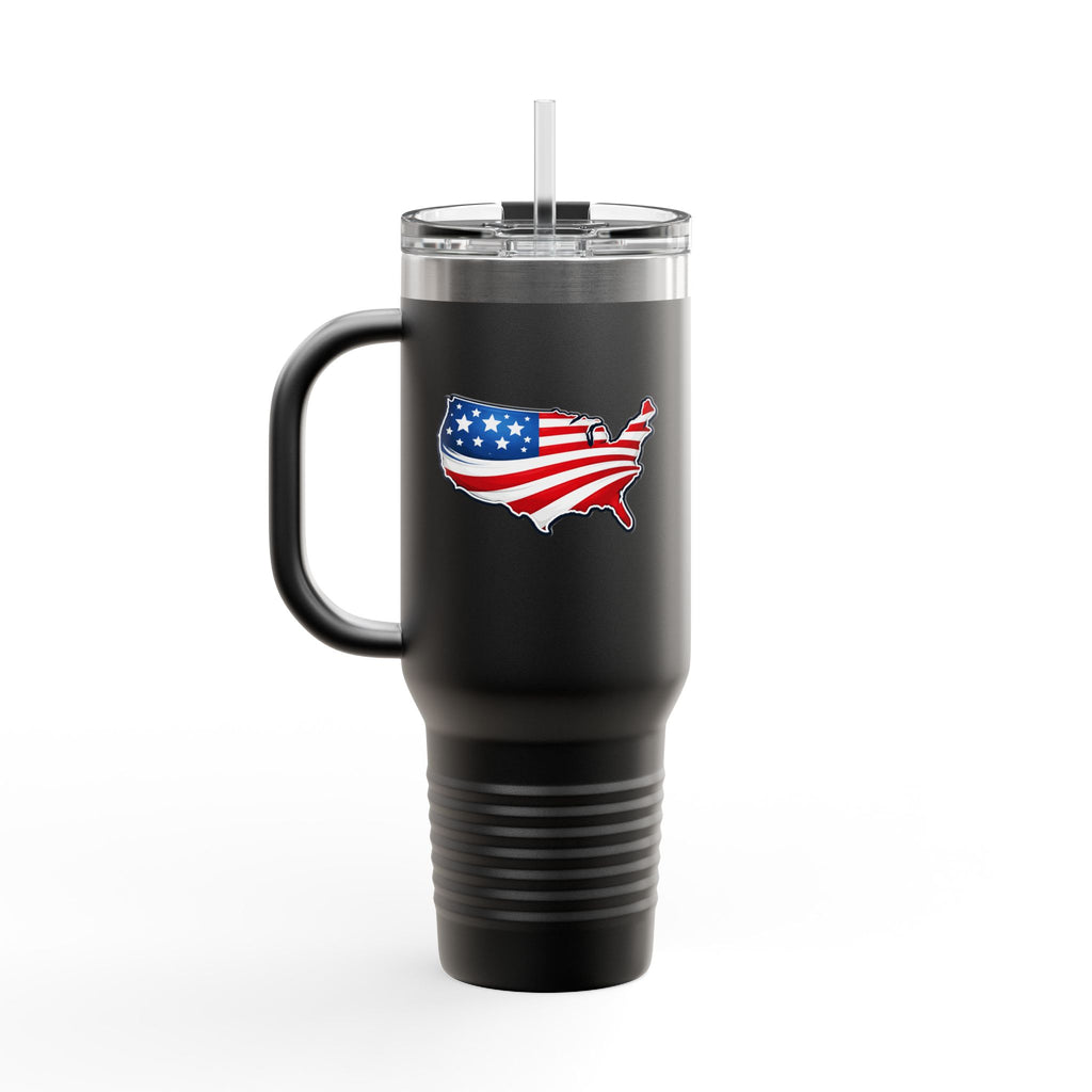 USA Map 40oz Insulated Tumbler with Handle | Patriotic Drinkware