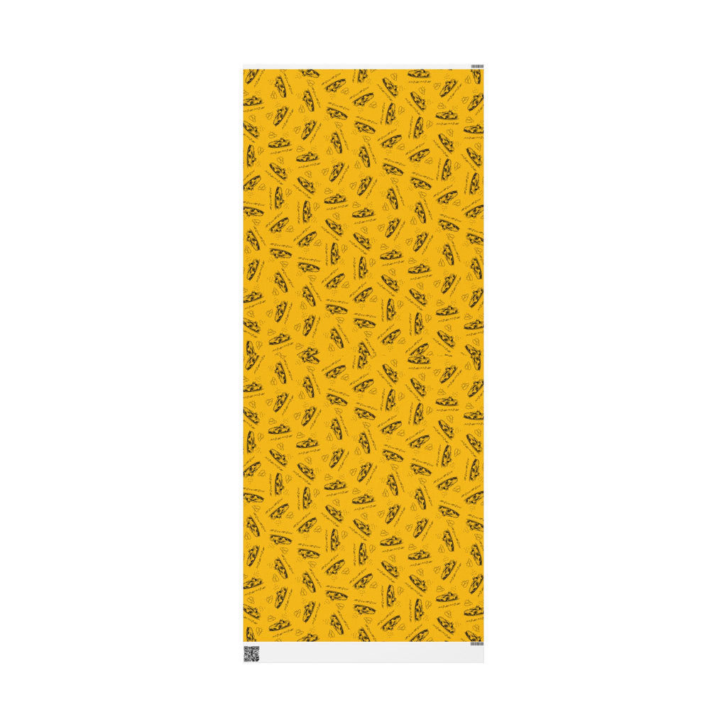 Zoomies Road Trip Cat Wrapping Paper – Golden Sketch Gift Wrap with Racing Cat Design