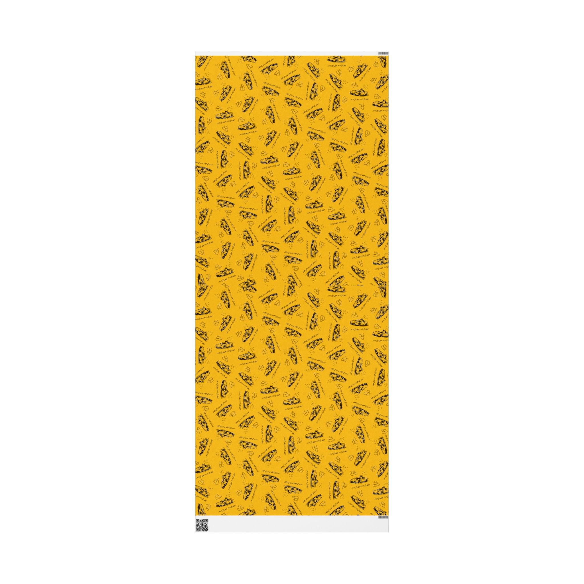 Zoomies Road Trip Cat Wrapping Paper – Golden Sketch Gift Wrap with Racing Cat Design
