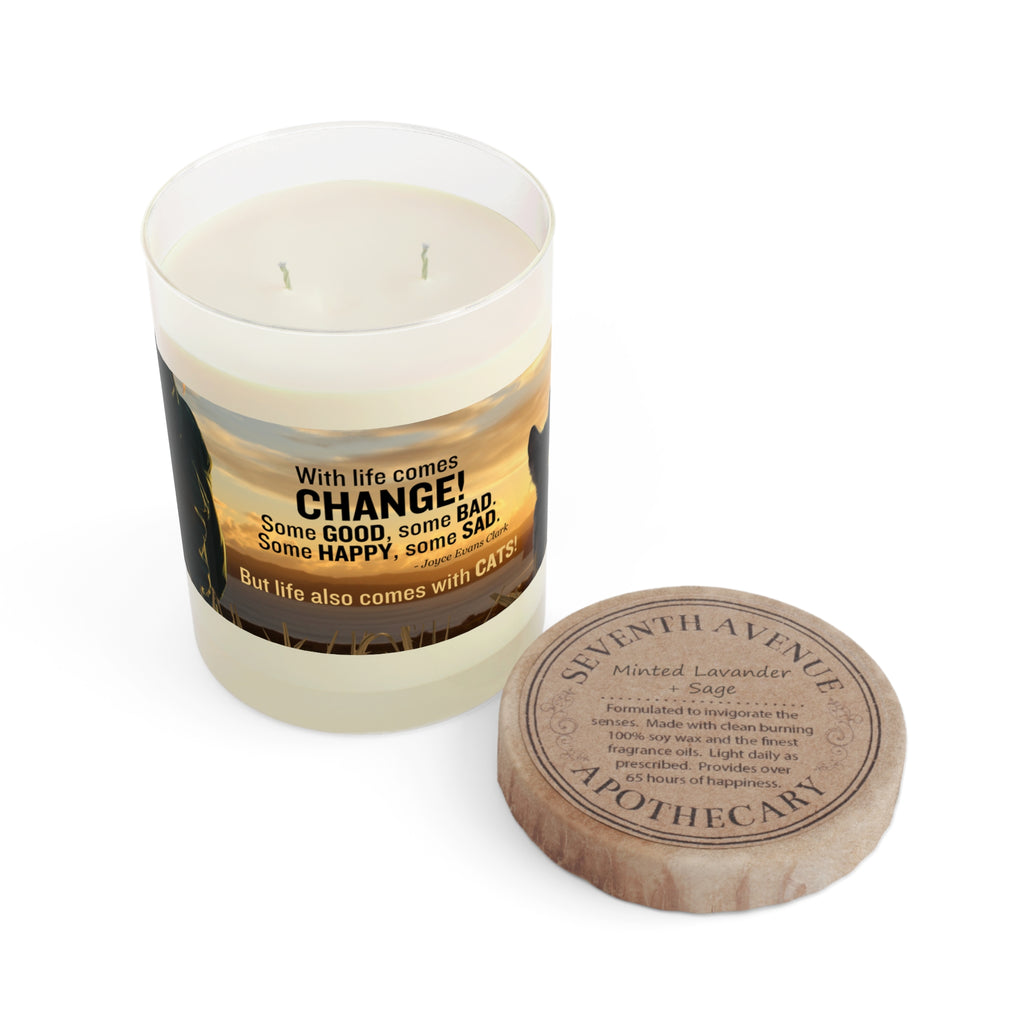 Life Comes with Cats Scented Candle - Full Glass, 11oz