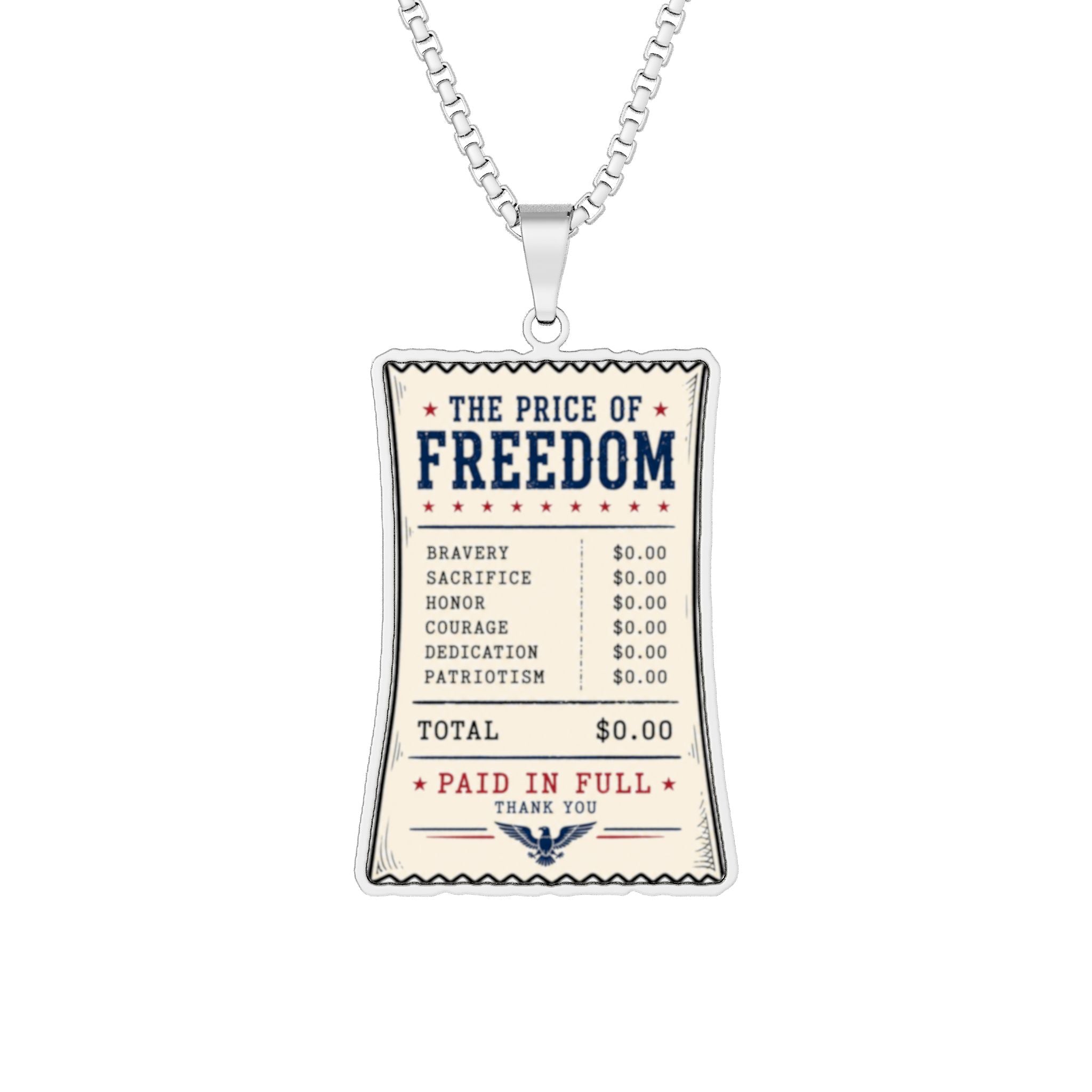 Price of Freedom Receipt Necklace | Paid in Full Americana Jewelry