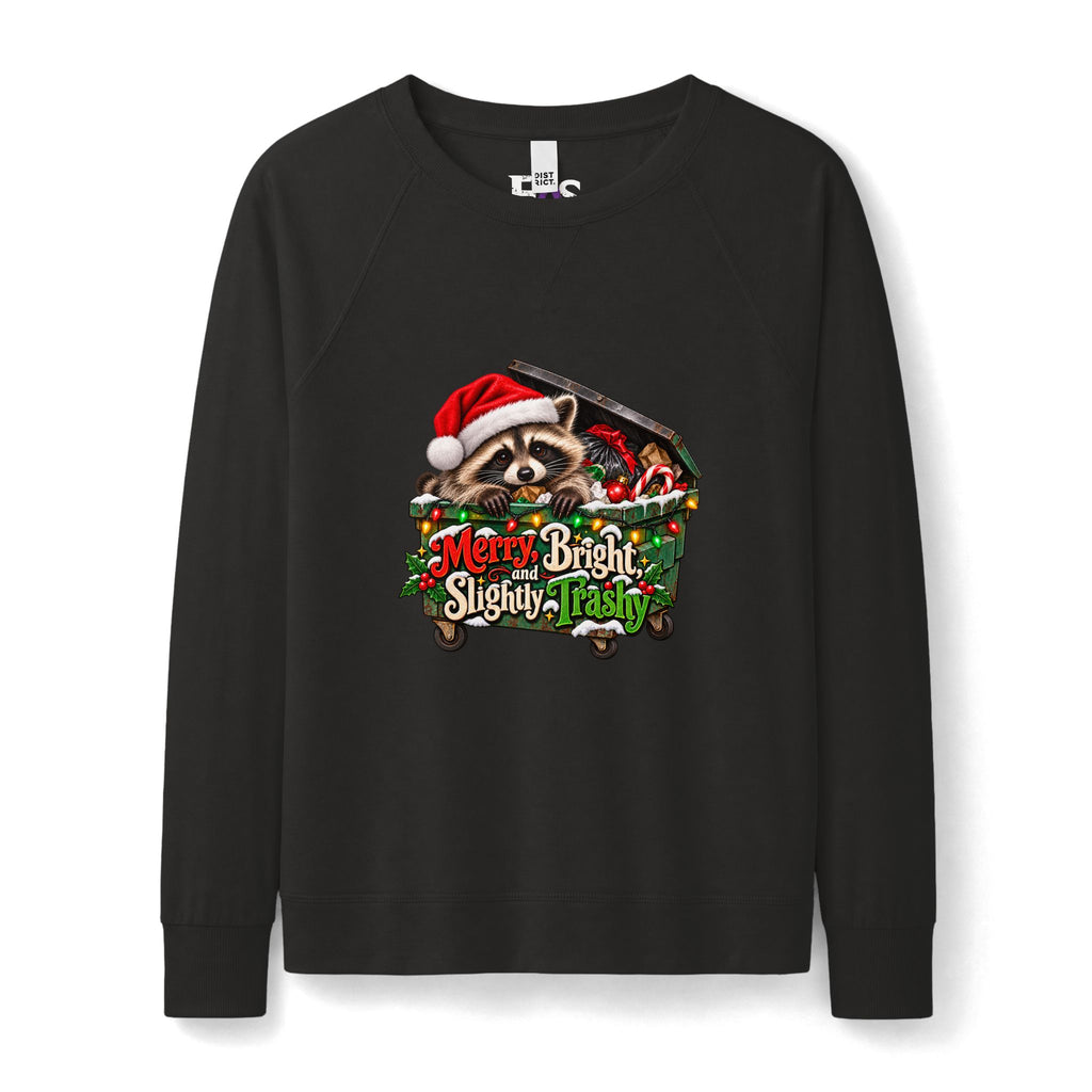 Merry, Bright, and Slightly Trashy Jimothy Raccoon Christmas Sweatshirt