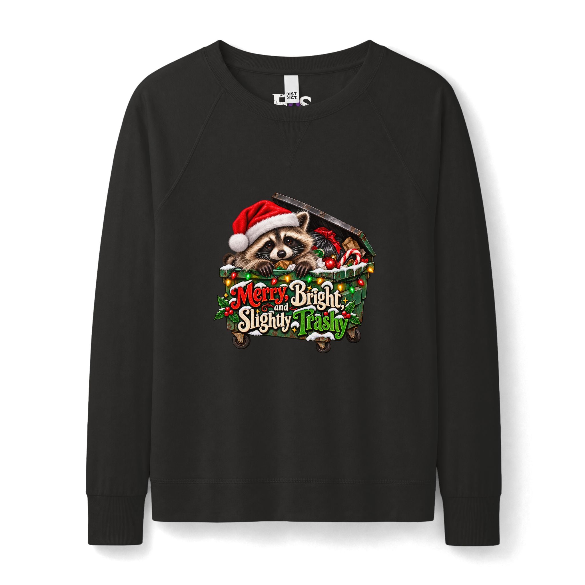 Merry, Bright, and Slightly Trashy Jimothy Raccoon Christmas Sweatshirt