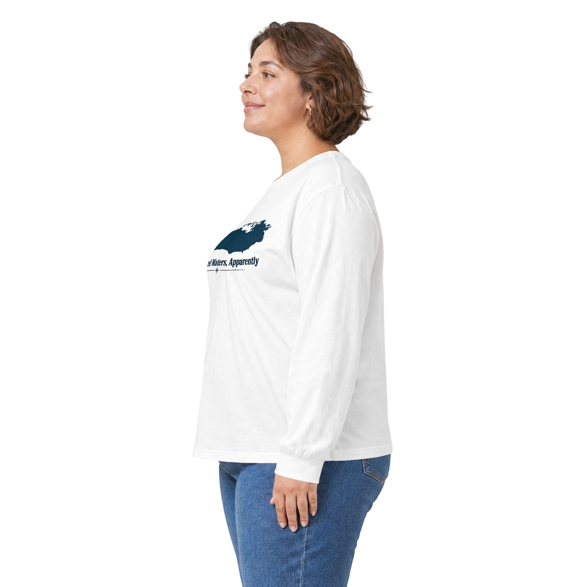 Uncharted Waters, Apparently Long Sleeve Tee | Lake Ontario Humor Shirt