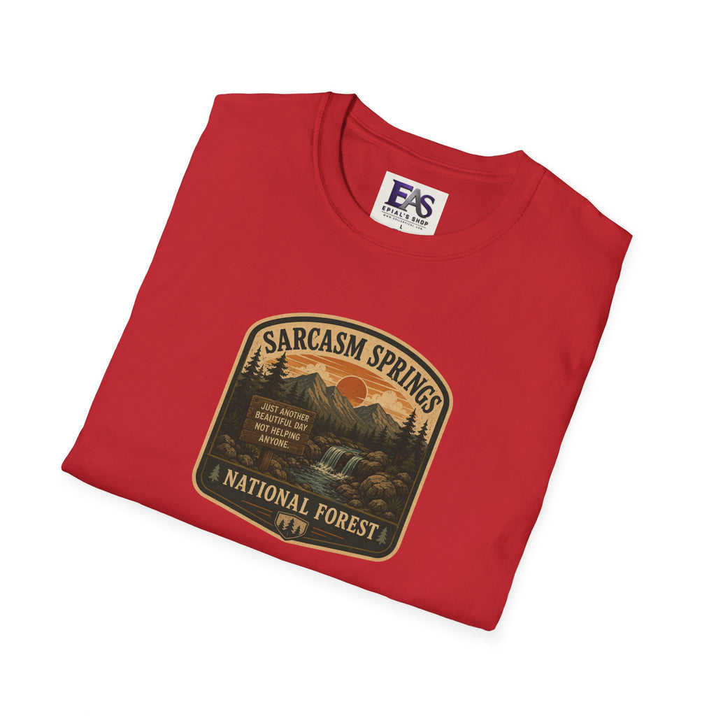 Sarcasm Springs National Forest Unisex T-Shirt | Funny Retro Outdoors Graphic Tee