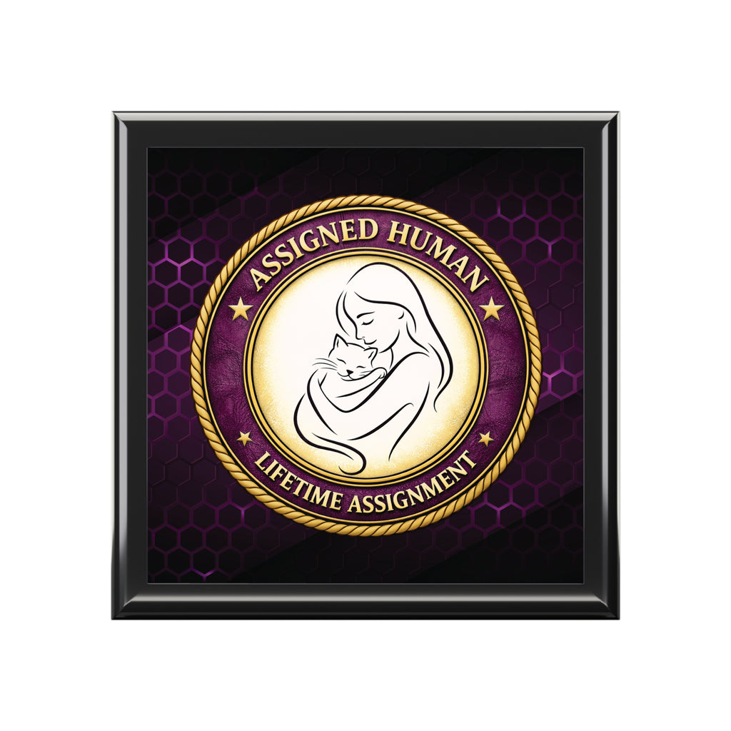 Assigned Human – Lifetime Assignment Jewelry Box | Cat Lover Keepsake