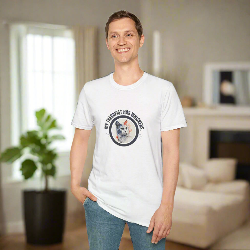 Whimsical Cat Therapy T-Shirt | Cute Pet Lover Tee
