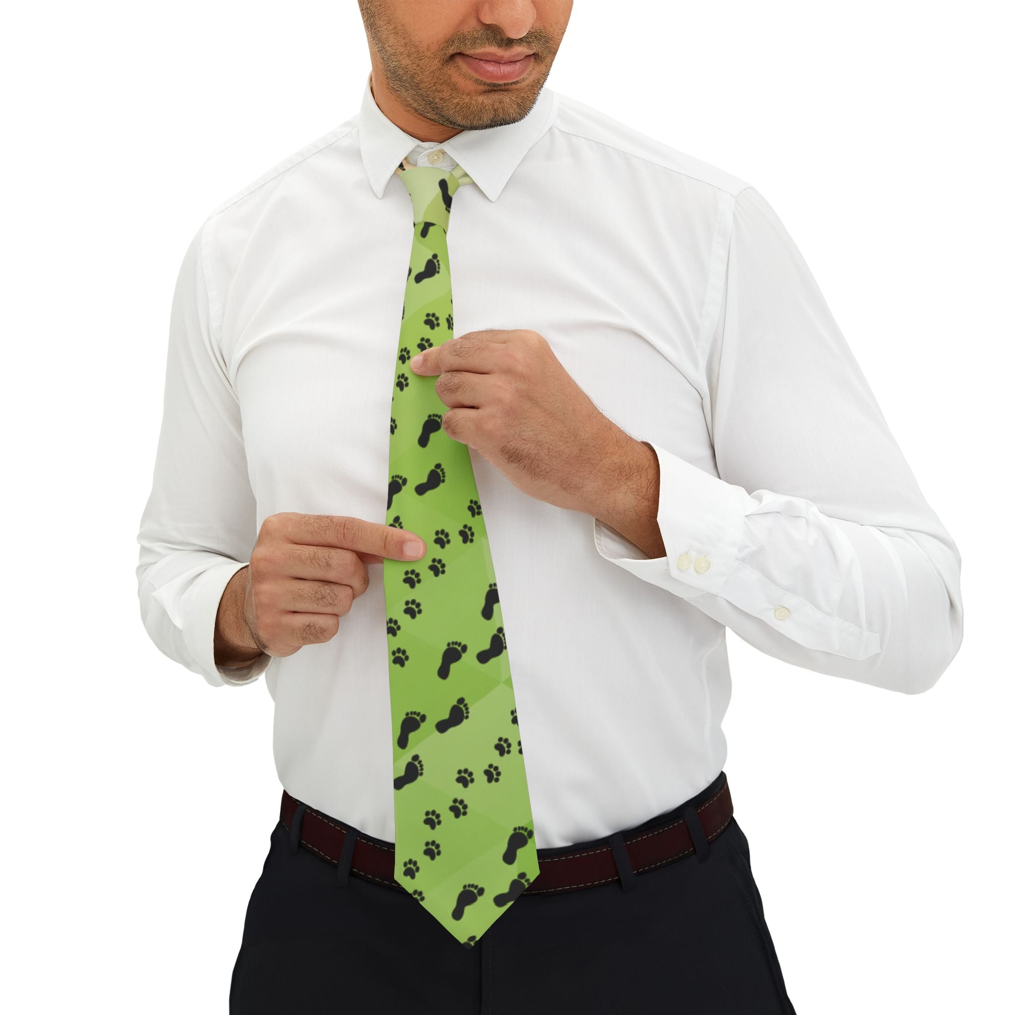 Bigfoot & Cat Footprints Necktie | Cryptid Novelty Tie