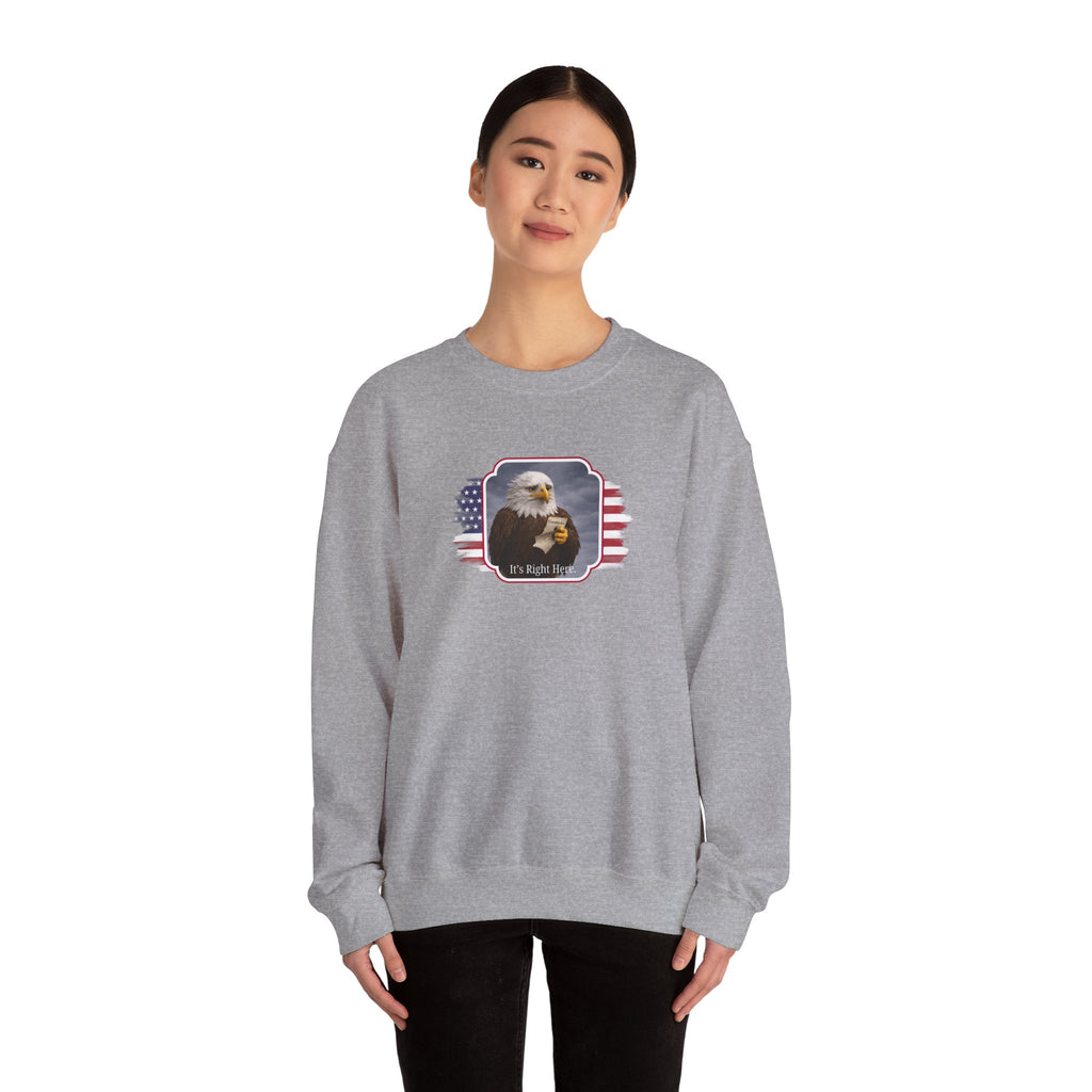 “It’s Right Here” Political Parody Crewneck Sweatshirt