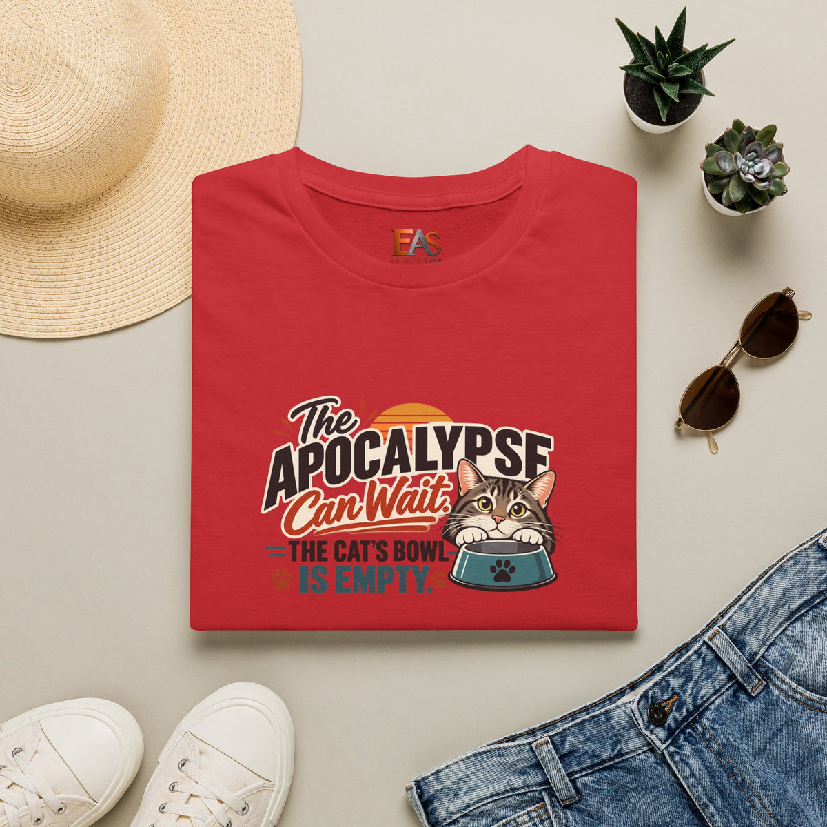 The Apocalypse Can Wait T-Shirt | Funny Cat Lover Shirt | The Cat's Bowl Is Empty