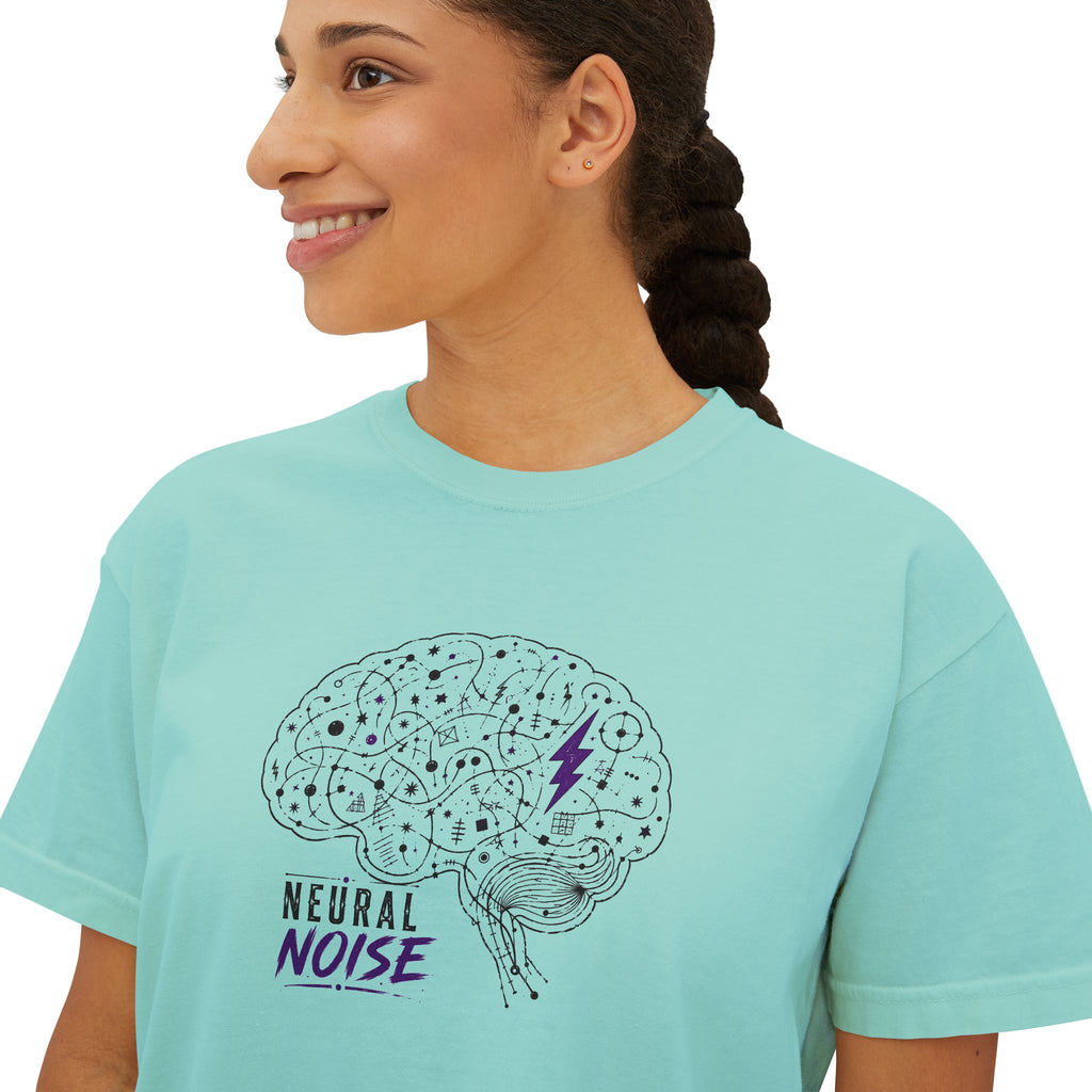 Neural Noise Boxy Crop T-Shirt | Abstract Brain Epilepsy Awareness Graphic Tee