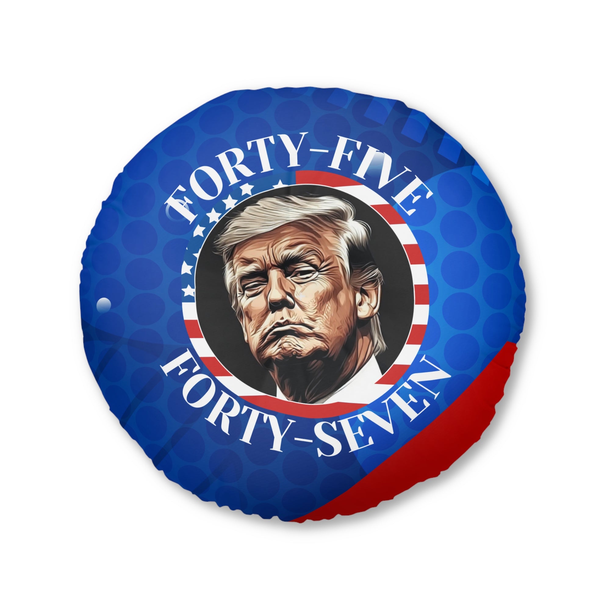 Patriotic 45 47 Trump Round Tufted Pillow