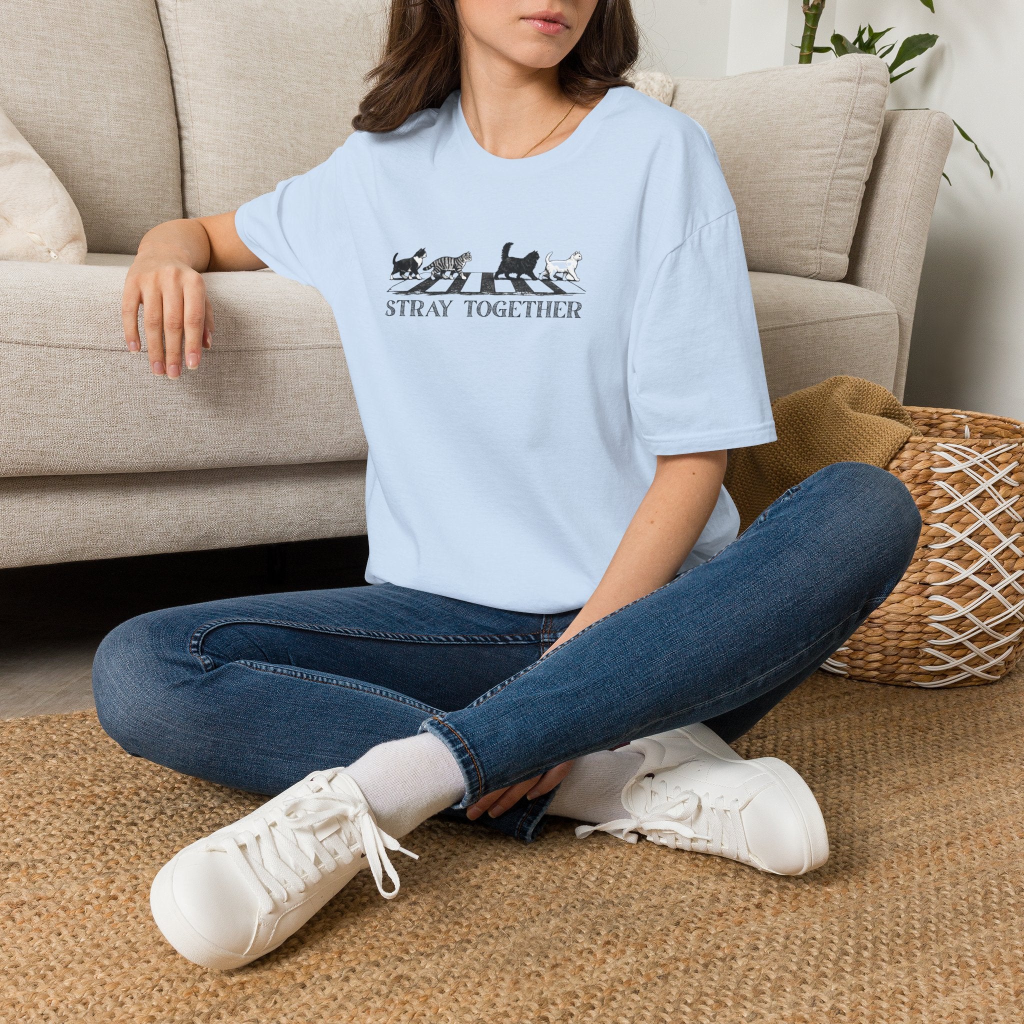 Stray Together Cat Crosswalk T-Shirt | Minimalist Cat Lover Graphic Tee