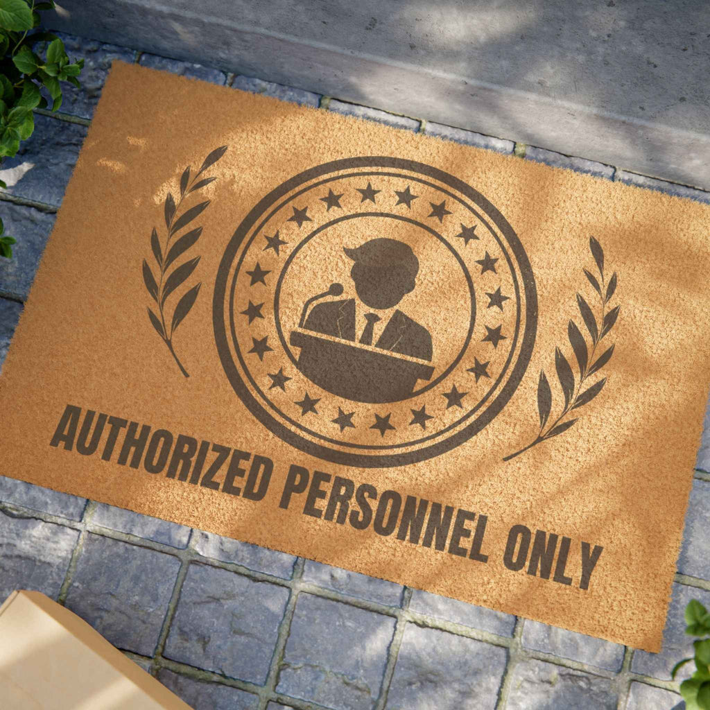 Authorized Personnel Only Presidential-Parody Welcome Mat