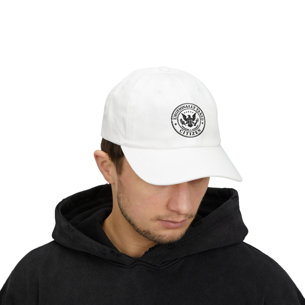 Emotionally Taxed Citizen Dad Hat | Minimalist Faux Government Seal Cotton Cap