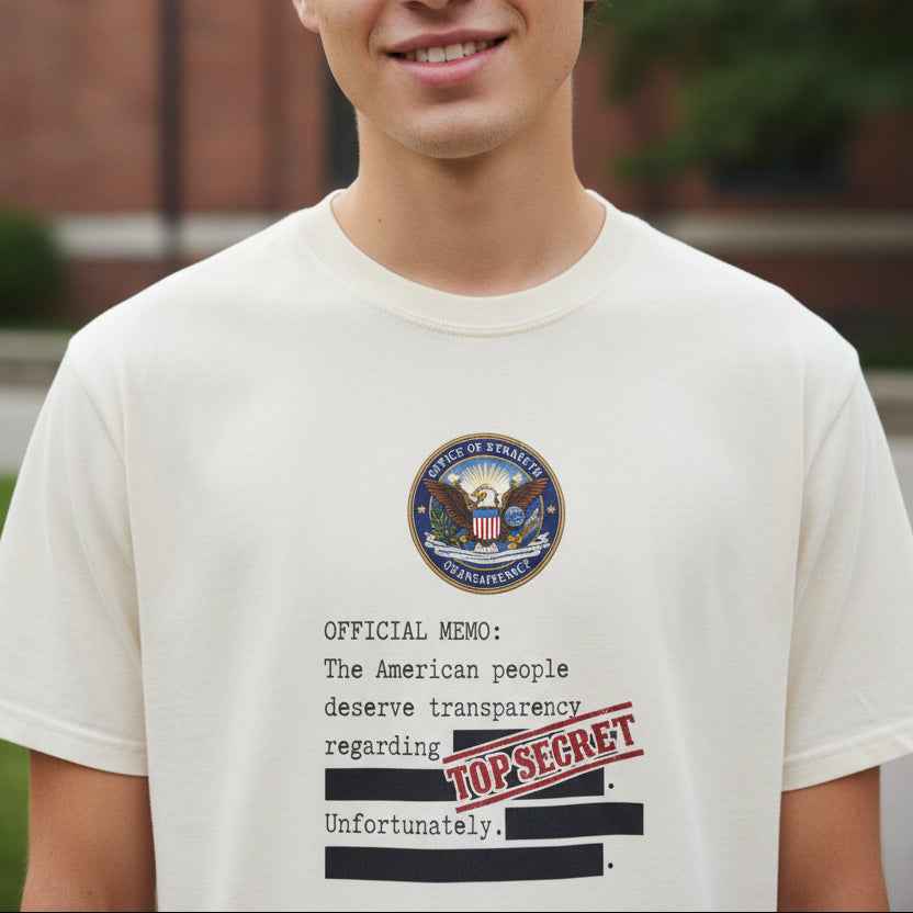 Official Memo “Top Secret” Unisex T-Shirt – Redacted Transparency Graphic Tee