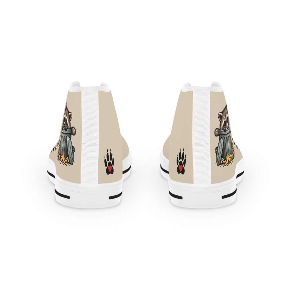 Jimothy Raccoon Paw Print Men's High-Top Canvas Sneakers